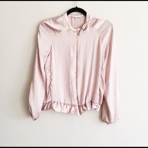 Zara Pink Satin Bomber - image 1